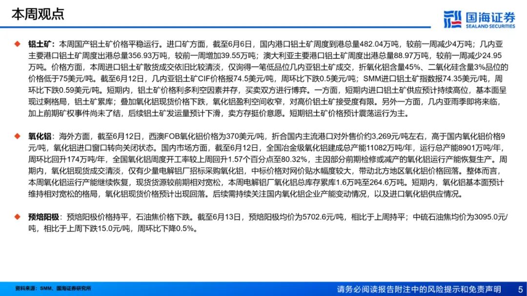 【国海能源开采】铝行业周报：库存接近年内低点，淡季铝价强势上涨