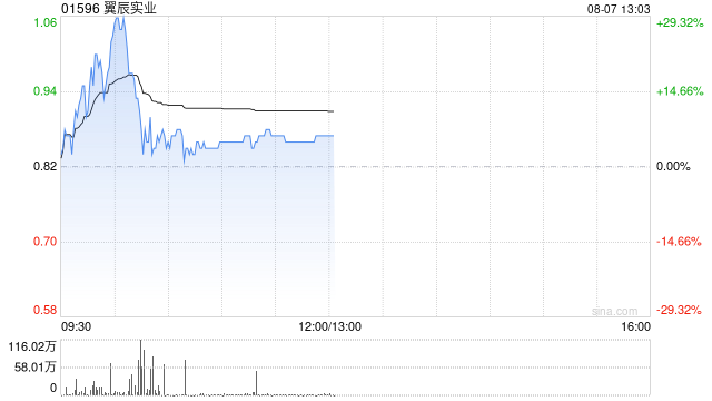 翼辰实业盘中涨逾7% 预期上半年合并净利润约4870万元