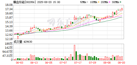 横店东磁上半年净利10.2亿元，同比增长58.94%