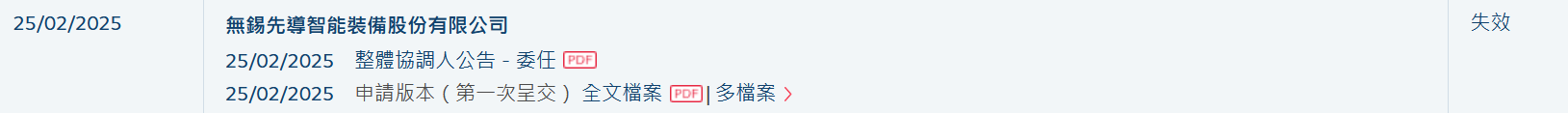 先导智能港股IPO招股书失效