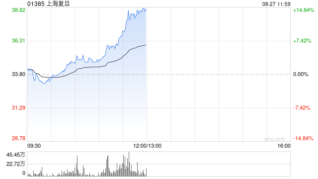 芯片股延续近期涨势 上海复旦涨超13%中芯国际涨超6%