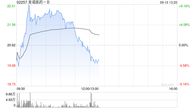 圣诺医药-B盘中涨超9% 本年内股价累计涨幅已超530%