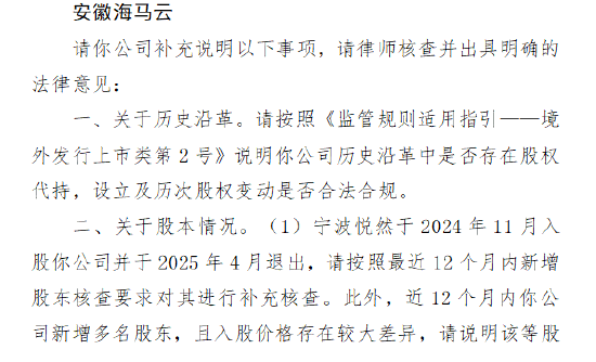 海马云港股IPO收证监会反馈意见：近1年新增股东入股价格差异大，是否存在异常、利益输送情况