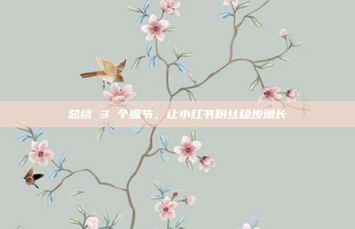 总结 3 个细节，让小红书粉丝稳步增长
