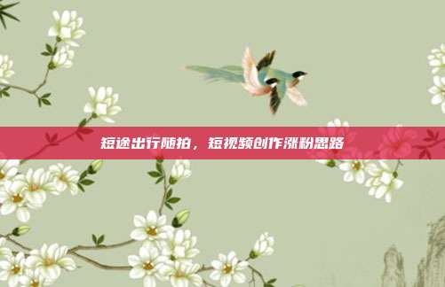 短途出行随拍，短视频创作涨粉思路