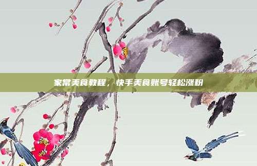 家常美食教程，快手美食账号轻松涨粉