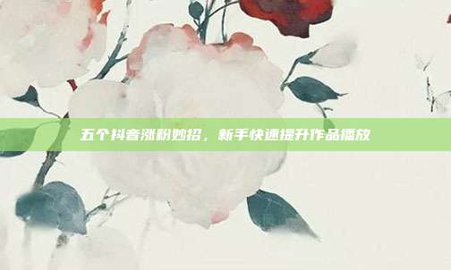 五个抖音涨粉妙招，新手快速提升作品播放