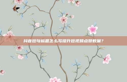 抖音短句标题怎么写提升短视频点赞数量？