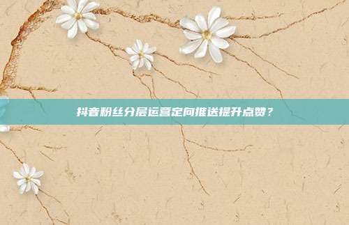 抖音粉丝分层运营定向推送提升点赞？