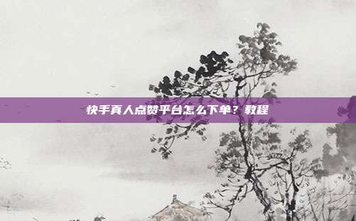 快手真人点赞平台怎么下单？教程