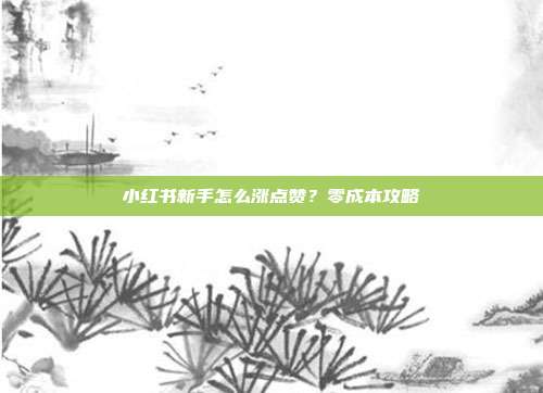小红书新手怎么涨点赞？零成本攻略