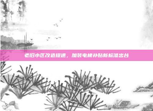 老旧小区改造提速，加装电梯补贴新标准出台