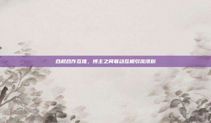 合规合作互推，博主之间联动互相引流涨粉