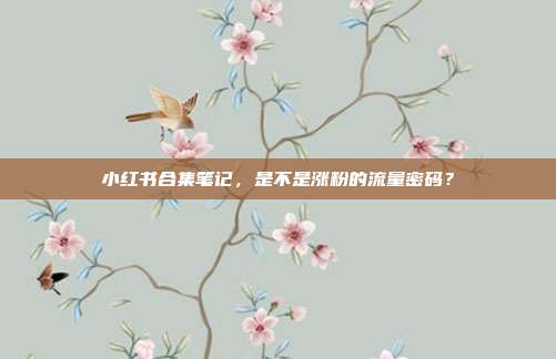 小红书合集笔记，是不是涨粉的流量密码？