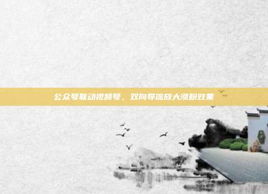 公众号联动视频号，双向导流放大涨粉效果