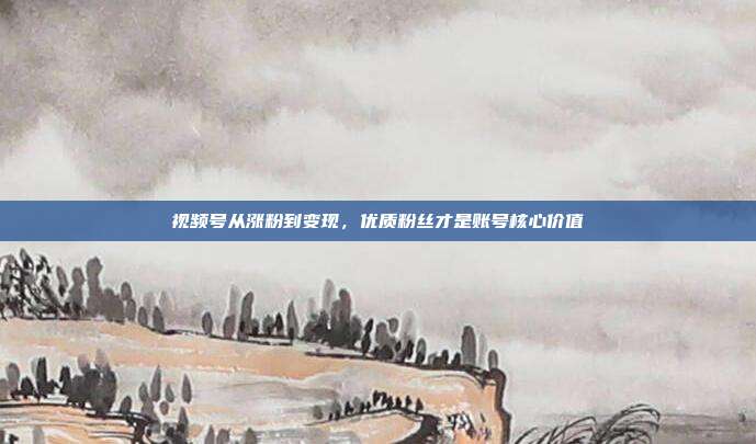 视频号从涨粉到变现，优质粉丝才是账号核心价值