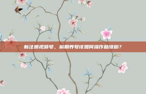 新注册视频号，前期养号该如何操作助涨粉？
