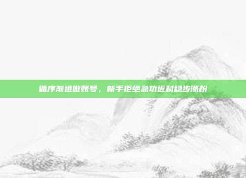 循序渐进做账号，新手拒绝急功近利稳步涨粉