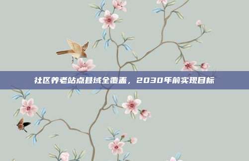 社区养老站点县域全覆盖，2030年前实现目标