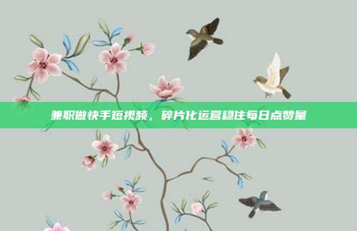 兼职做快手短视频，碎片化运营稳住每日点赞量
