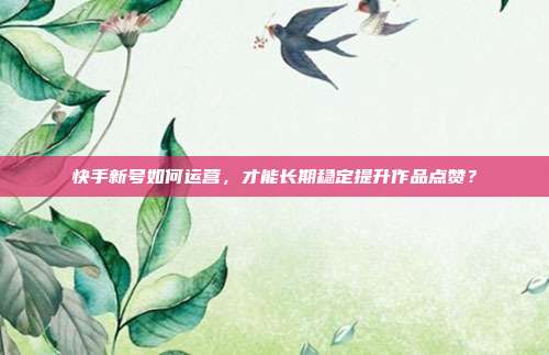 快手新号如何运营，才能长期稳定提升作品点赞？