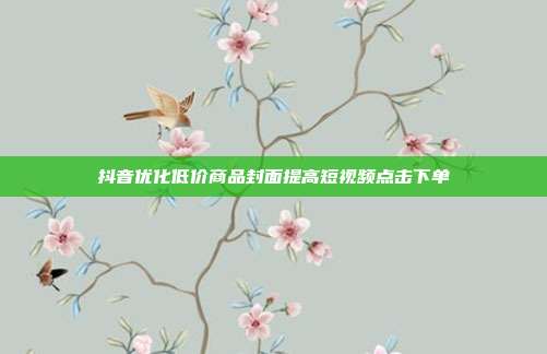 抖音优化低价商品封面提高短视频点击下单