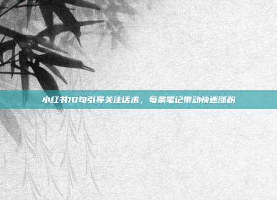 小红书10句引导关注话术，每条笔记带动快速涨粉
