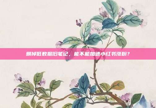 删掉低数据旧笔记，能不能加速小红书涨粉？