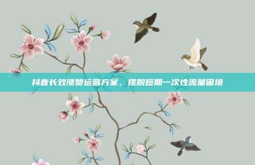 抖音长效涨赞运营方案，摆脱短期一次性流量困境