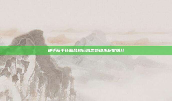 快手新手长期合规运营思路稳步积累粉丝