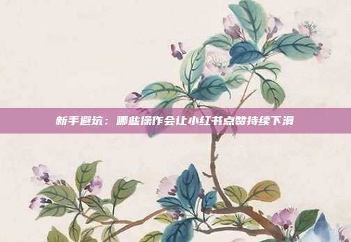 新手避坑：哪些操作会让小红书点赞持续下滑