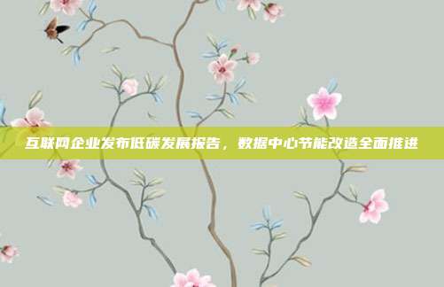 互联网企业发布低碳发展报告，数据中心节能改造全面推进