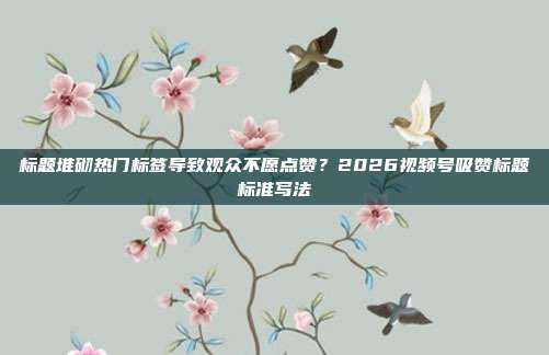 标题堆砌热门标签导致观众不愿点赞？2026视频号吸赞标题标准写法