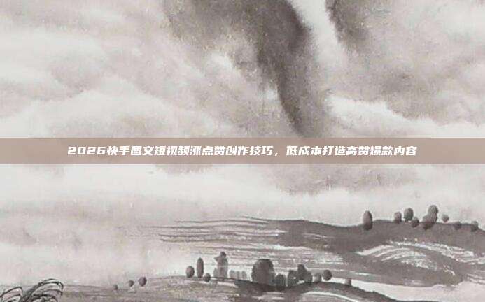2026快手图文短视频涨点赞创作技巧，低成本打造高赞爆款内容