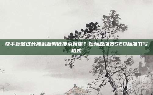 快手标题过长被截断降低搜索权重？短标题涨赞SEO标准书写格式