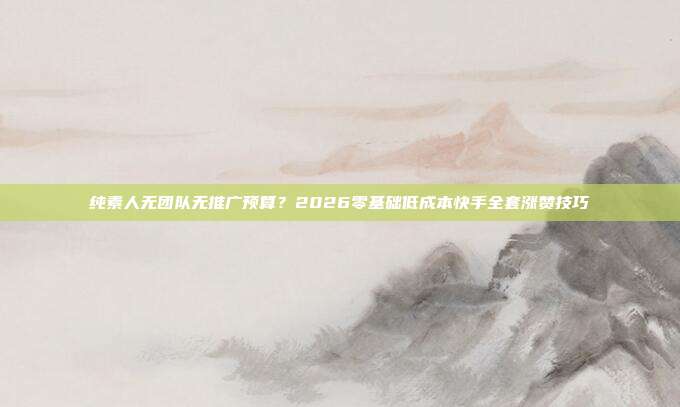 纯素人无团队无推广预算？2026零基础低成本快手全套涨赞技巧