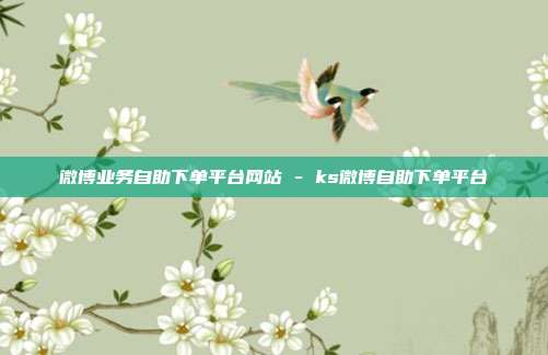微博业务自助下单平台网站 - ks微博自助下单平台