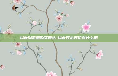 抖音浏览量购买网站-抖音双击评论有什么用