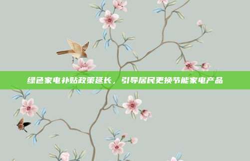 绿色家电补贴政策延长，引导居民更换节能家电产品