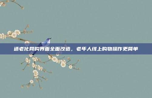 适老化网购界面全面改造，老年人线上购物操作更简单