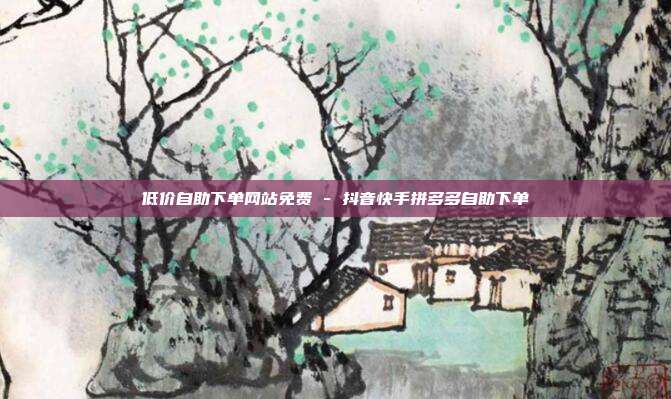 低价自助下单网站免费 - 抖音快手拼多多自助下单