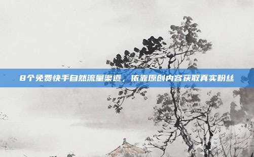 8个免费快手自然流量渠道，依靠原创内容获取真实粉丝