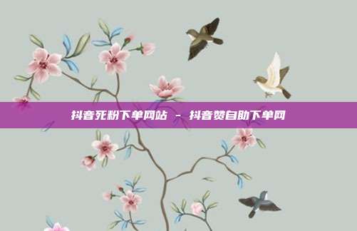 抖音死粉下单网站 - 抖音赞自助下单网