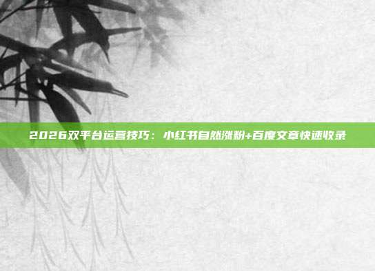 2026双平台运营技巧：小红书自然涨粉+百度文章快速收录