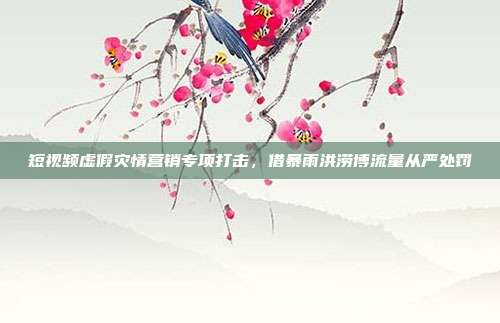 短视频虚假灾情营销专项打击，借暴雨洪涝博流量从严处罚