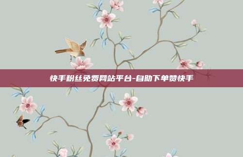 快手粉丝免费网站平台-自助下单赞快手