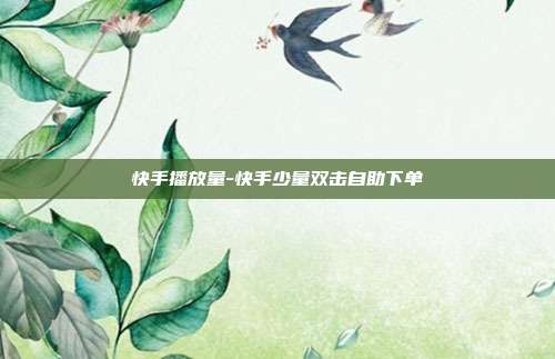 快手播放量-快手少量双击自助下单