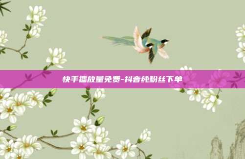 快手播放量免费-抖音纯粉丝下单