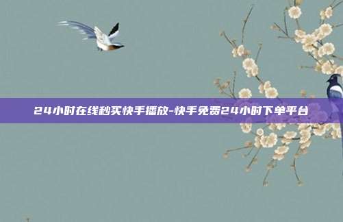 24小时在线秒买快手播放-快手免费24小时下单平台