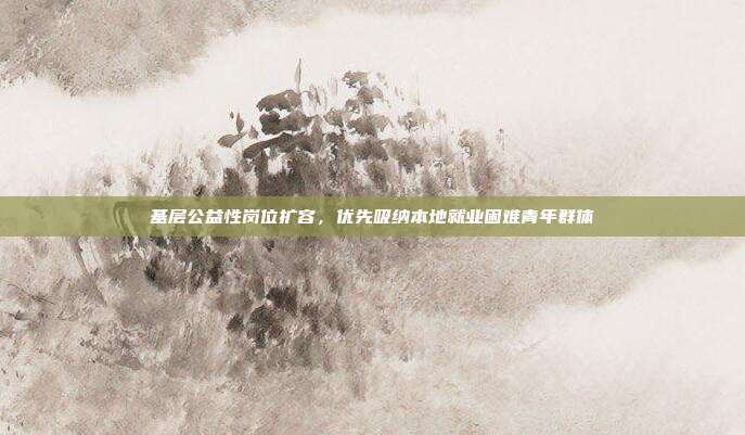 基层公益性岗位扩容，优先吸纳本地就业困难青年群体